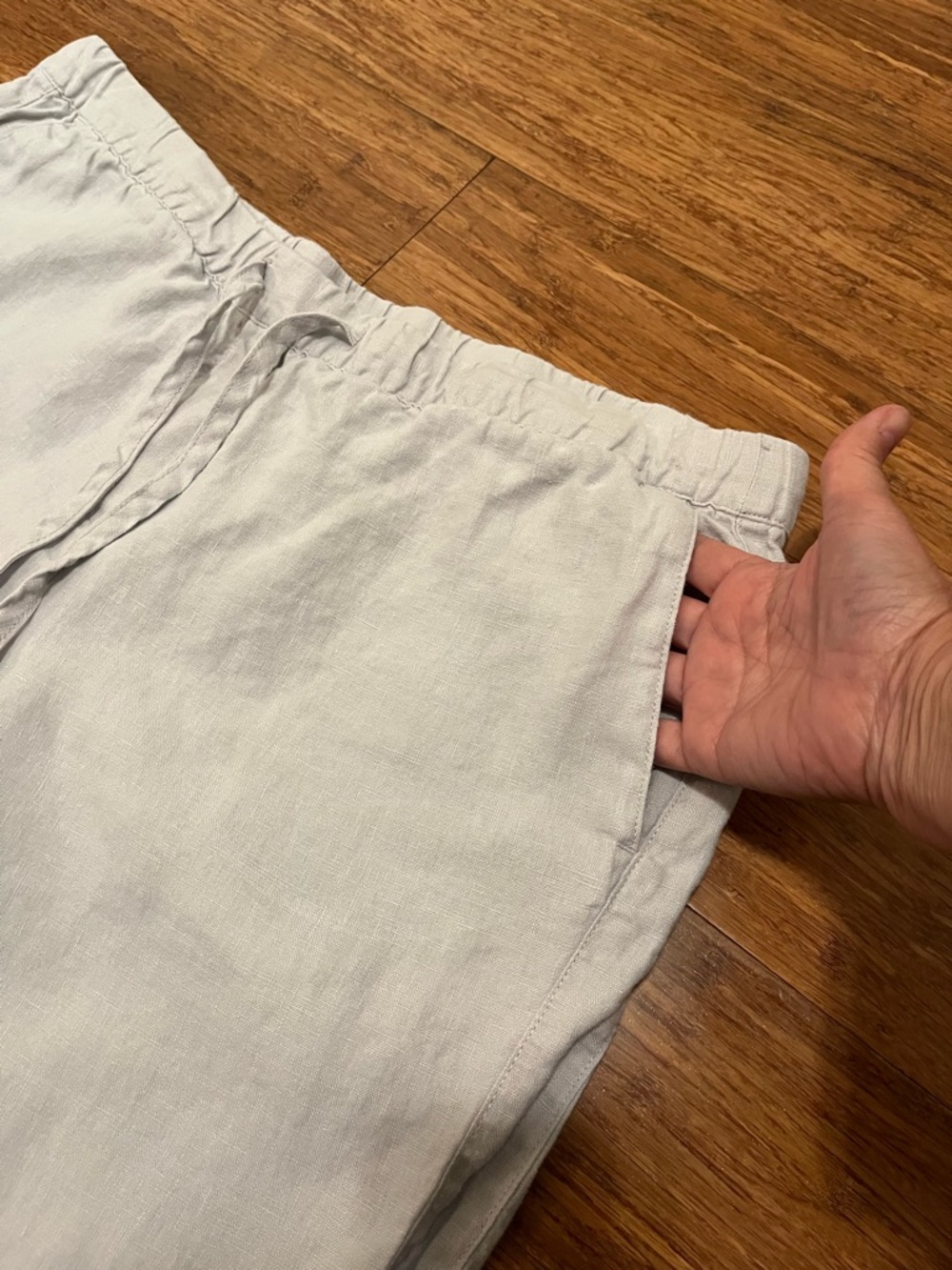 Pure Jill J. Jill Linen Drawstring Elastic Waist Cropped Pants w/ Pockets. Large - Picture 7 of 12